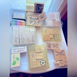 Stampin Up! Christmas Holiday Stamps,Easter etc.Lot of 31 rubber stamps&2inkpads